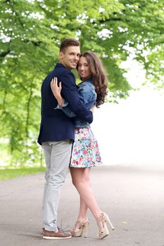 Cute, young couple in the park