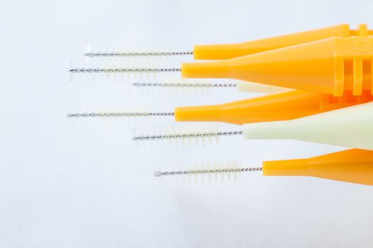  Close up interdental brush on white background