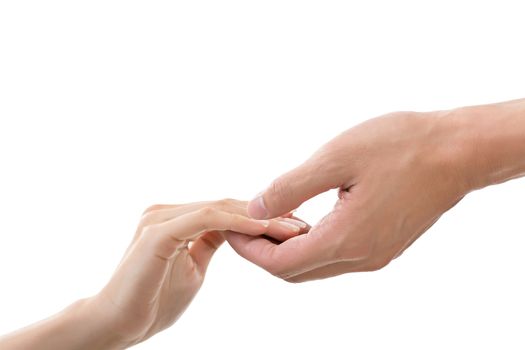 Man and woman holding hands, closeup image.