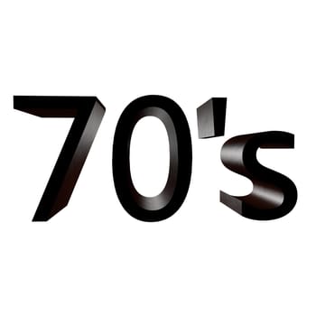 Words "70's" over white background, 3d render