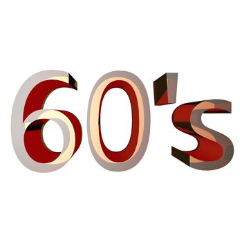 Words "60's" over white background, 3d render