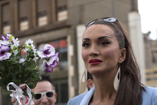 MILAN-ITALY,JUNE 28,2014: An unidentified man taking part in eleventh Pride Week Day in Milan to support gay rights, on June 28,2014 in Milan ,Italy