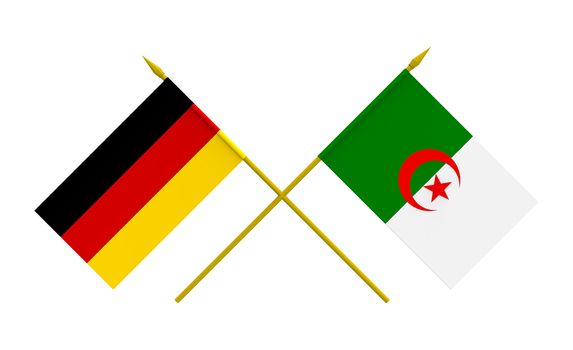 Flags of Germany and Algeria, 3d render, isolated on white