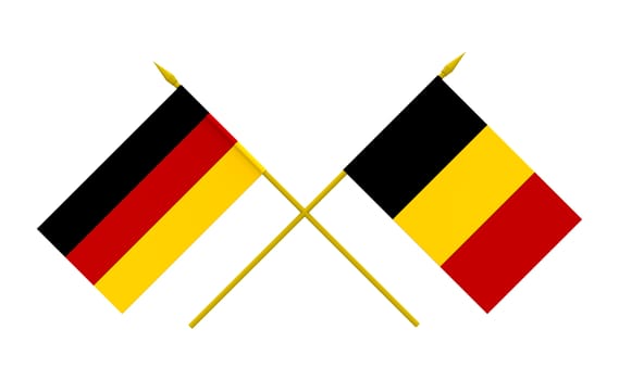 Flags of Belgium and Germany, 3d render, isolated