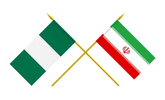 Flags of Iran and Nigeria, 3d render, isolated