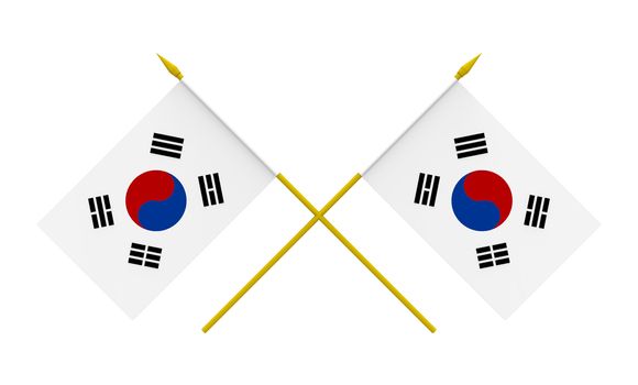 Flags of Republic of Korea, 3d render, isolated on white