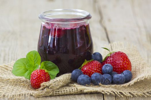 jar of homemade berry jam 