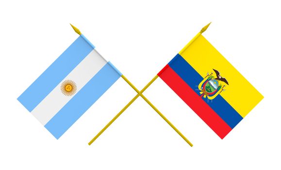 Flags of Argentina and Ecuador, 3d render, isolated