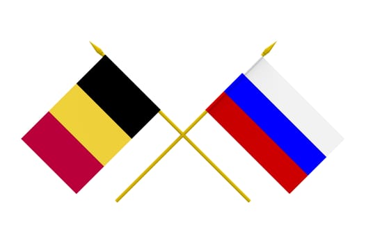 Flags of Russia and Belgium, 3d render, isolated