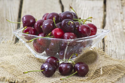 fresh cherries in a bowl