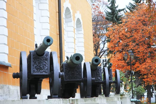 Ancient artillery Cannons In The Moscow Kremlin, Russia