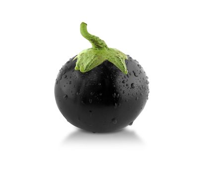 Black Spherical Eggplant! with water drops, creative concept, something different.