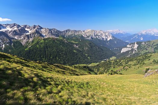 summer landscape in San Nicolo Valley, Trentino, Italy