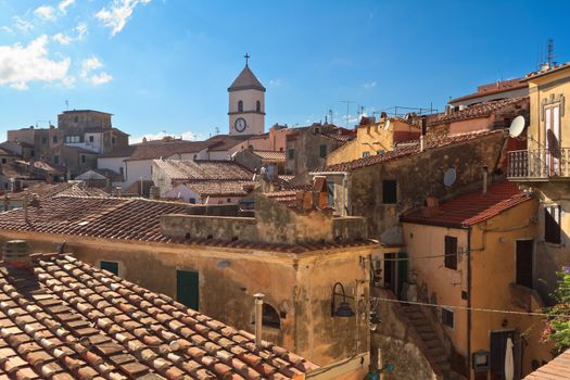 old town in Capoliveri, with the characteristic roofs, Elba Island, Italy