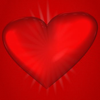 Abstract blue wave background with red heart