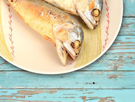 mackerel fried on a dish (thai food)