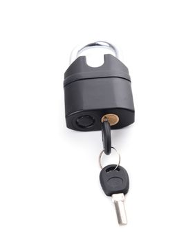 padlock with key isolated on white background