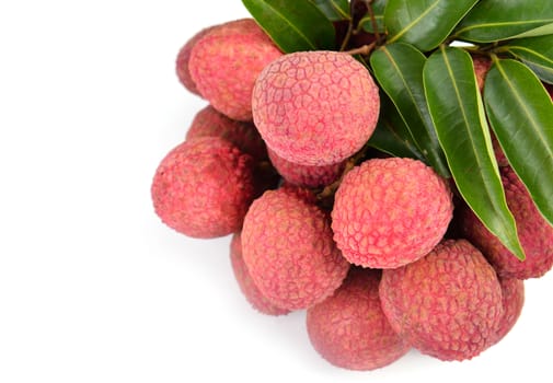 Fresh lychees isolated on white background