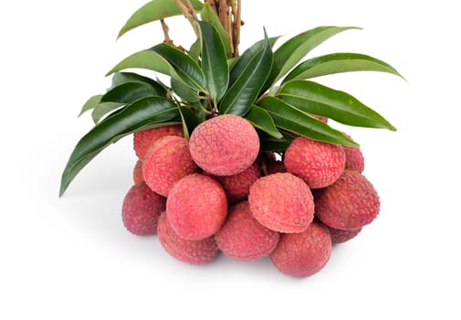 Fresh lychees isolated on white background