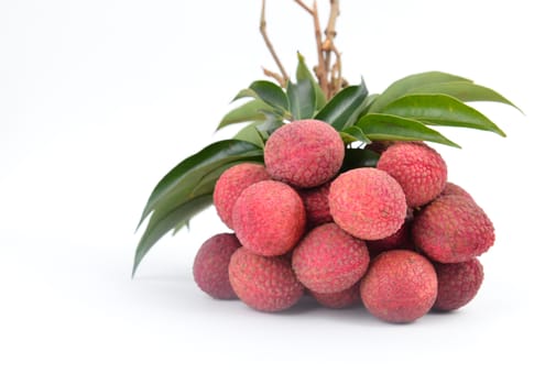 Fresh lychees isolated on white background