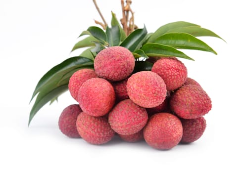 Fresh lychees isolated on white background