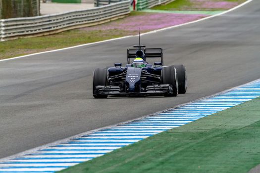 JEREZ DE LA FRONTERA, SPAIN - JAN 31: Felipe Massa of Williams F1 races on training session on January 31 , 2014, in Jerez de la Frontera , Spain