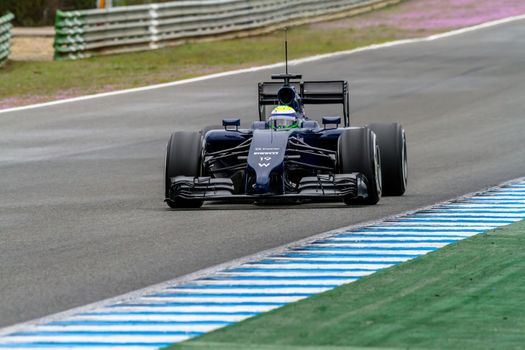 JEREZ DE LA FRONTERA, SPAIN - JAN 31: Felipe Massa of Williams F1 races on training session on January 31 , 2014, in Jerez de la Frontera , Spain