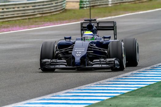 JEREZ DE LA FRONTERA, SPAIN - JAN 31: Felipe Massa of Williams F1 races on training session on January 31 , 2014, in Jerez de la Frontera , Spain