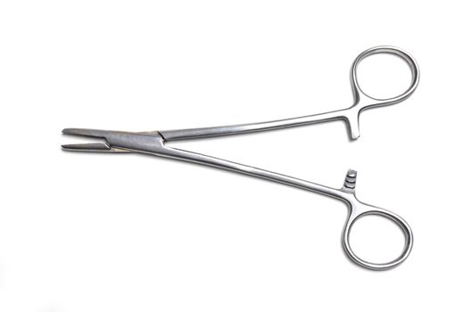 Surgical instruments isolated on white background