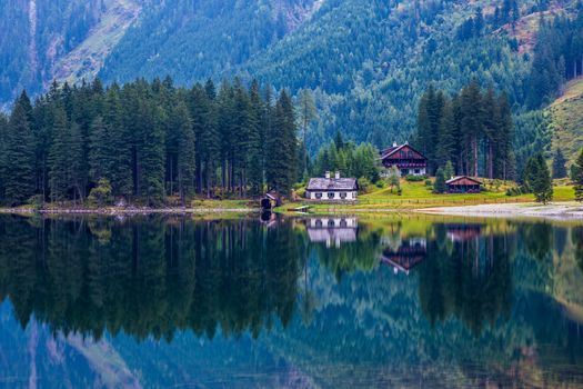 Mountain and lake in high Alps Austria