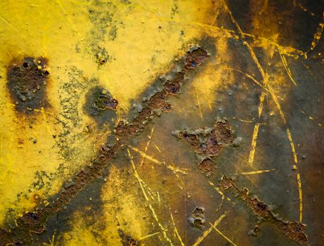 background or texture yellow rusted iron sheet container