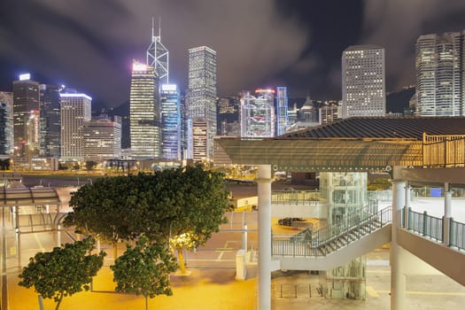 Hong Kong Skyline from Central Ferry Pier at Night