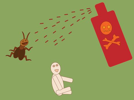 Vector of insecticide spray to kill cockroach or baby
