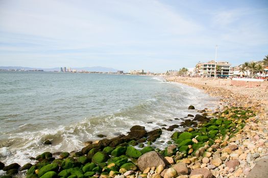 The Malecon & shore of downtown Puerto Vallarta, Mexico