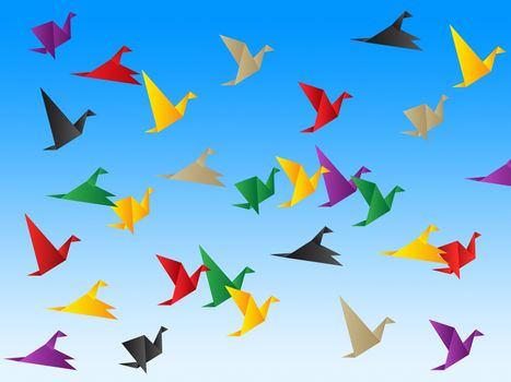 Sky Flying Representing Flock Of Birds And Flock Of Birds