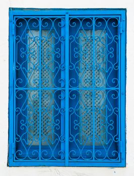 Traditional blue window from Sidi Bou Said in Tunisia. Large resolution