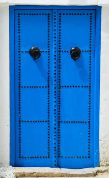 Blue traditional door from Sidi Bou Said in Tunisia. Large resolution