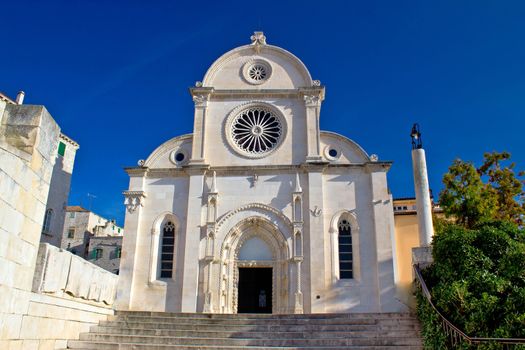 The Cathedral of St James in Sibenik facade view, UNESCO world heritage site in Croatia