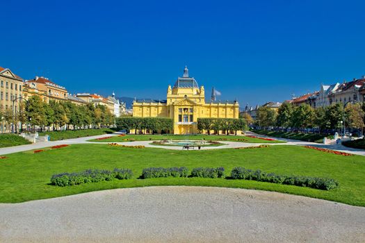 Pavillion in green park of Zagreb, capital of Croatia