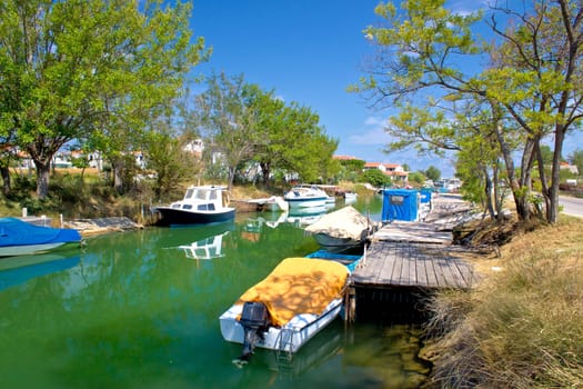 Green river boats in Croatia , Nin