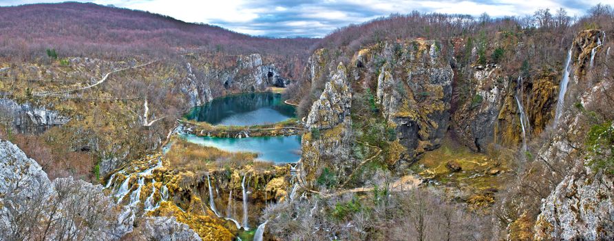 Plitvice lakes National park canyon, panoramic view, Croatia