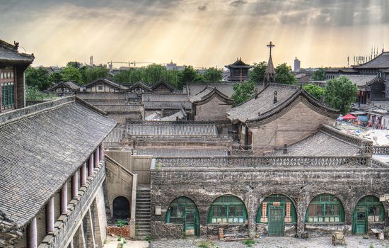 Thre are many kinfs of buildings in Pingyao, including this christian church as well. 