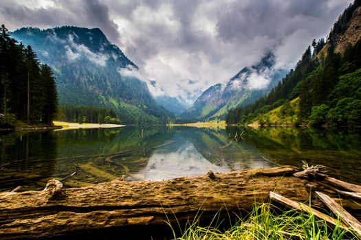 Mountain and lake in high Alps Austria