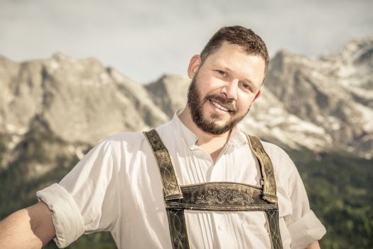 A traditional bavarian man in the nature