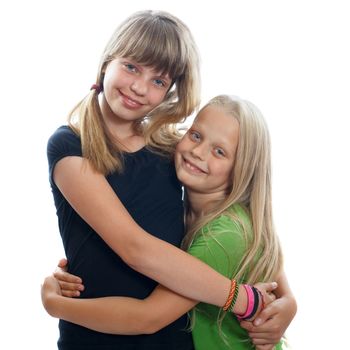 A couple of young female friends embracing each other