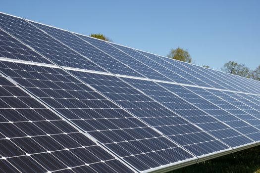 A set of dark blue solar panels 