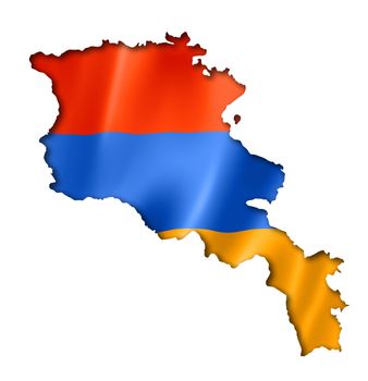 Armenia flag map, three dimensional render, isolated on white