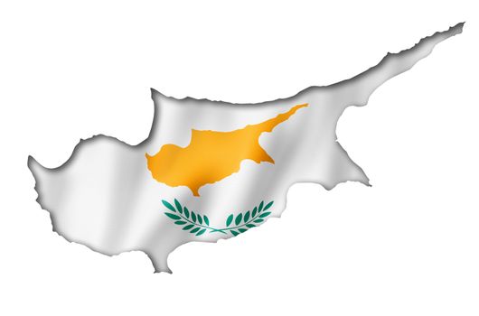 Cyprus flag map, three dimensional render, isolated on white