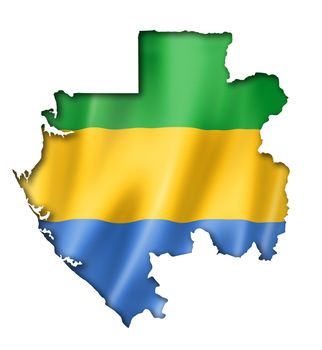 Gabon flag map, three dimensional render, isolated on white