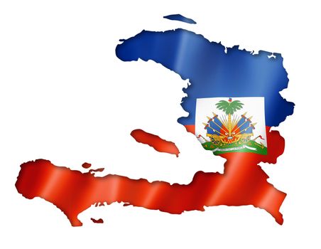 Haiti flag map, three dimensional render, isolated on white